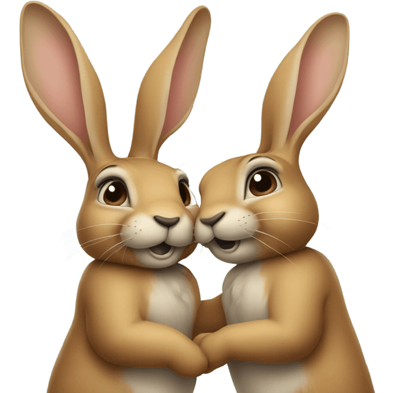 Hares hug each other  emoji