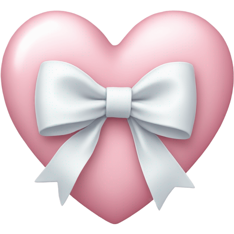 Pastel pink heart with white bow emoji