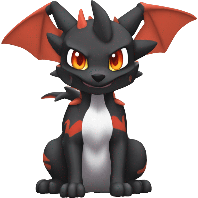 Black Cool Edgy Anthro Noivern-Nargacuga-Houndoom-Charizard Fakémon  with White and Red Edgy markings emoji