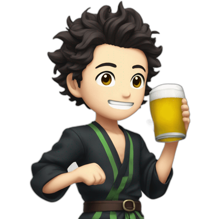 Tanjiro drink beer emoji