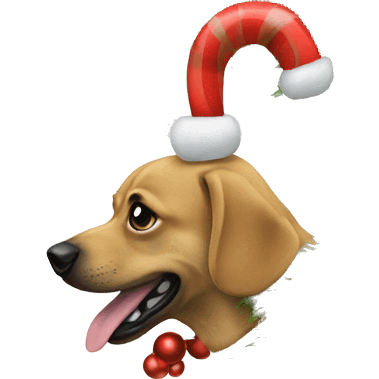 Dog that is stuck in a christmas tree emoji