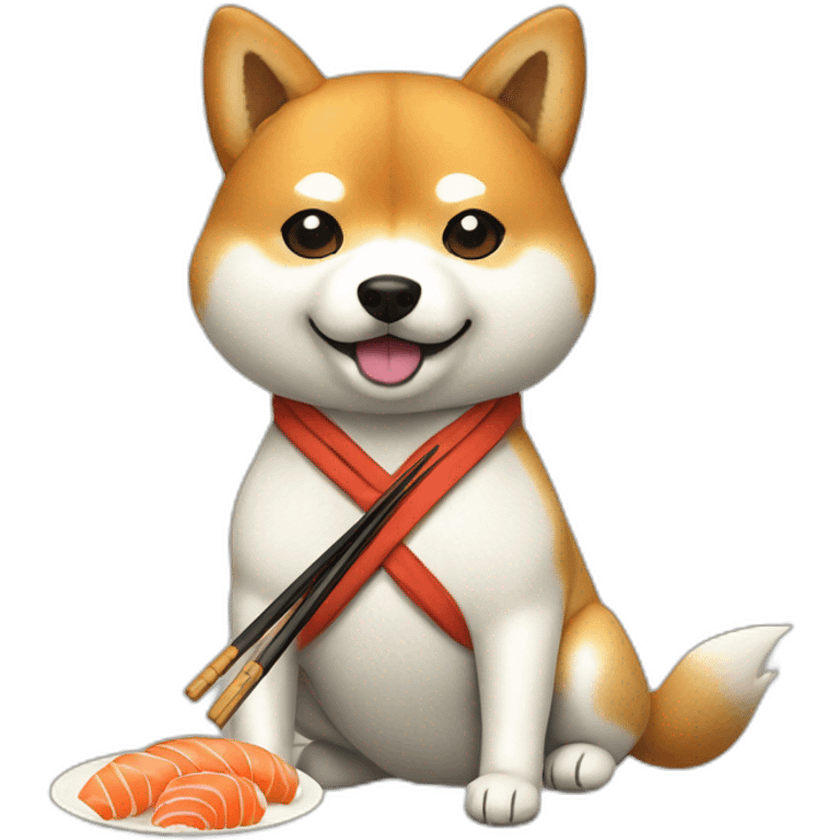 Shiba Inu wearing clothes eating sushi  emoji