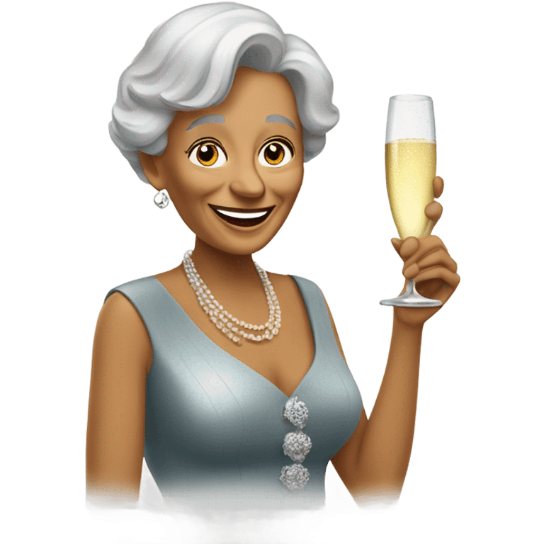 Older lady drinking champagne  emoji