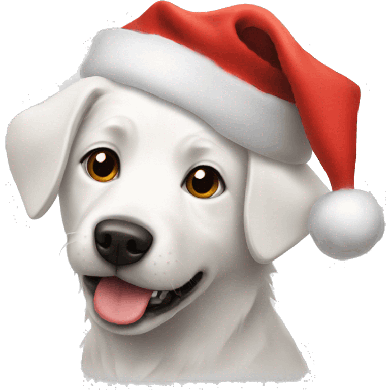 white dog with a santa hat on emoji