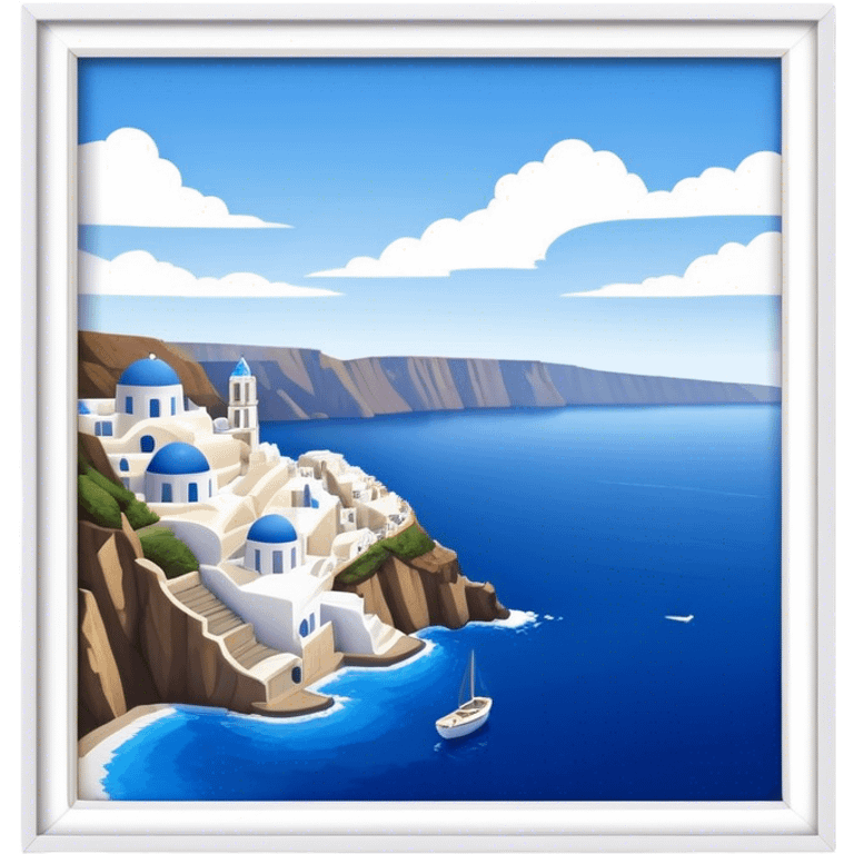 Cinematic Realistic Santorini Caldera Landscape Emoji, depicted with dramatic white‚Äêwashed cliffs overlooking a deep blue sea rendered with crisp textures and radiant lighting. emoji