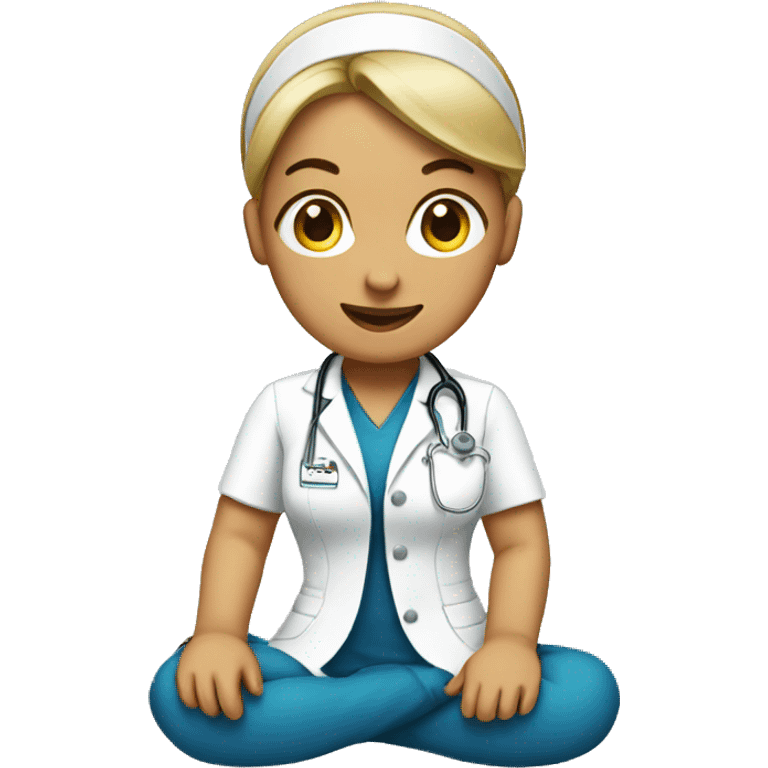 Woman-nurse-ponytail sitting down emoji