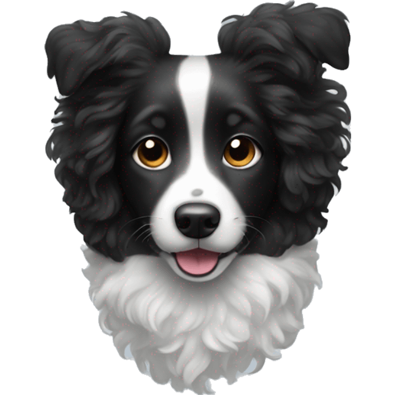 black and white dog with fluffy curly hair  emoji