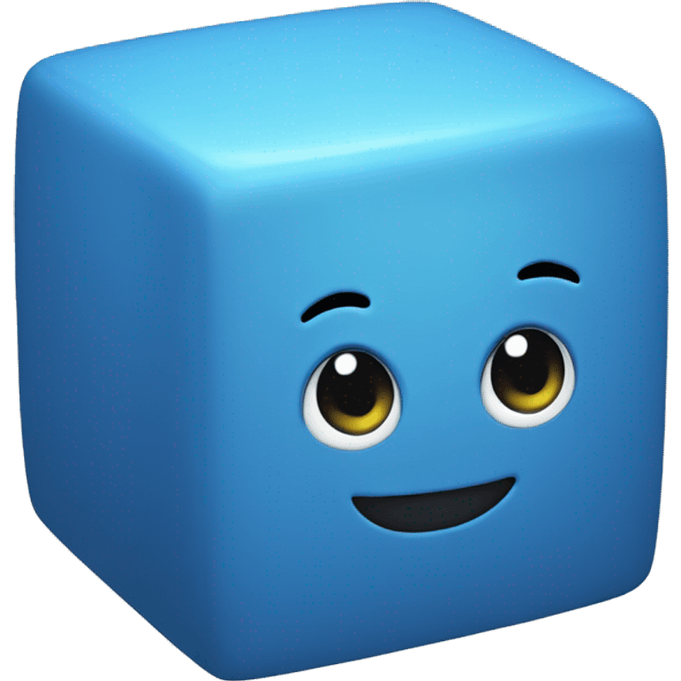 A cute blue cube emoji