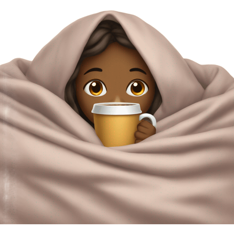 girl inside a blanket sipping coffee eyes closed emoji