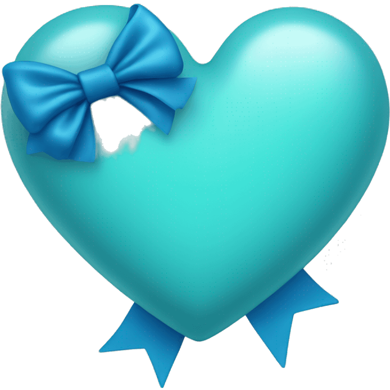 cyan heart with blue bow emoji