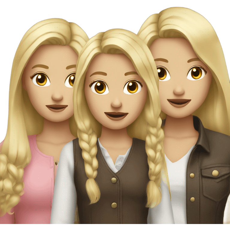 3 blonde girls and horses  emoji