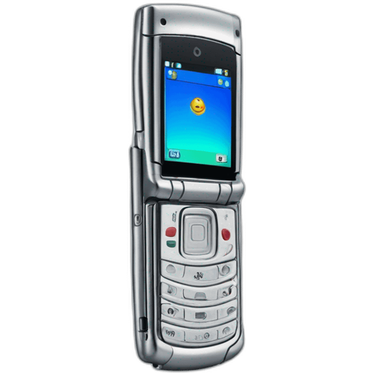 Y2k Silver Folded Motorola Razr V3 mobile device with the iconic clamshell design no buttons visible emoji