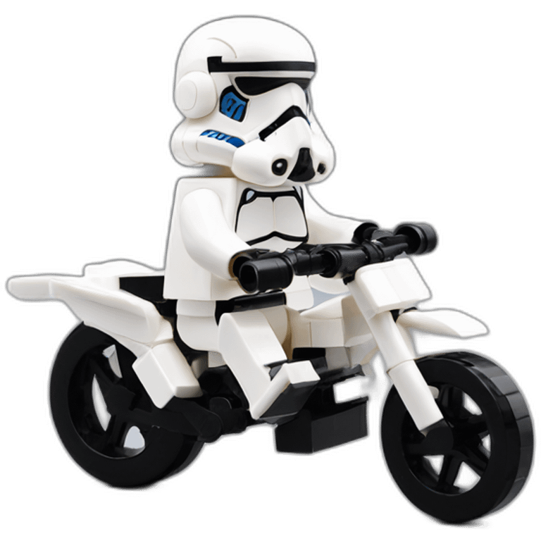 Cute Lego Stormtrooper riding bike emoji