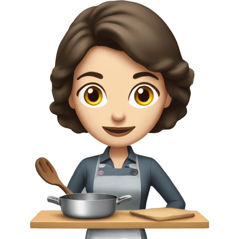 Brunette housewife cooking emoji