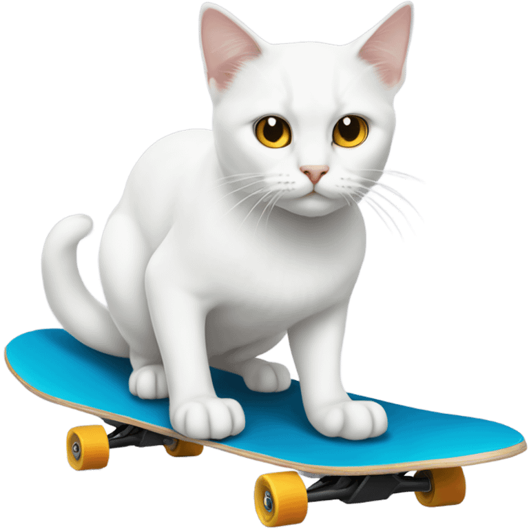 white cat on a skateboard emoji