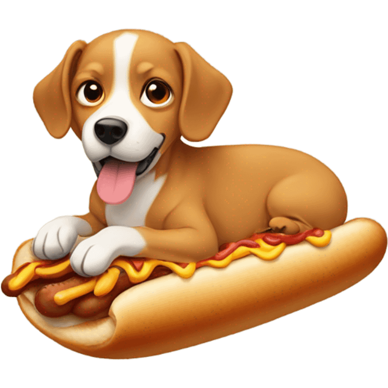 dog with a hotdog on it’s under side emoji