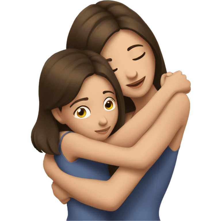 daughter huging brunette mom emoji