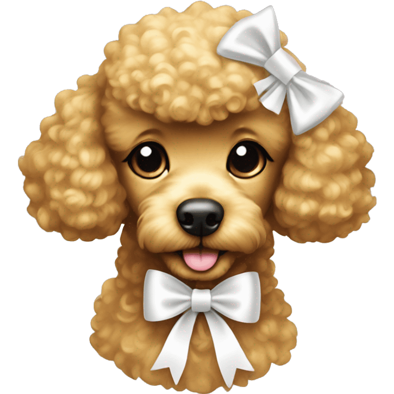 golden poodle with white satin bow emoji