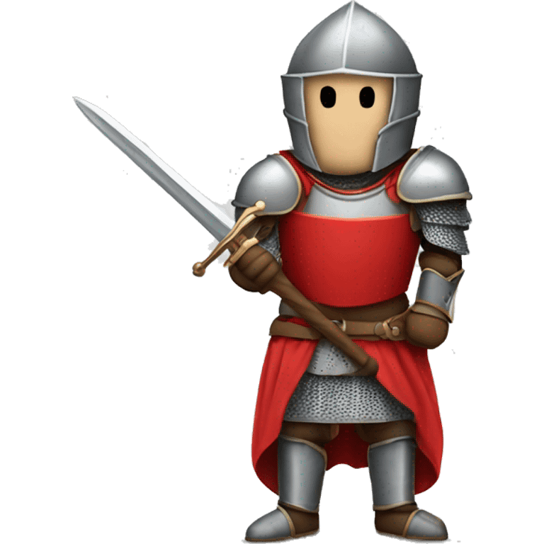 knight in red armor holding the sword with horse  emoji