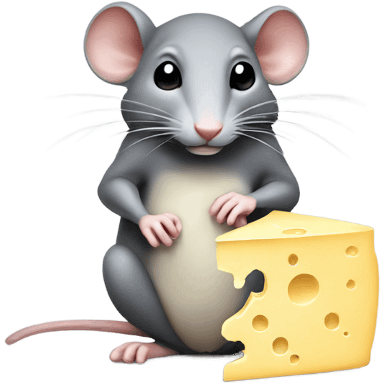 Sad looking rat holding a piece of cheese emoji