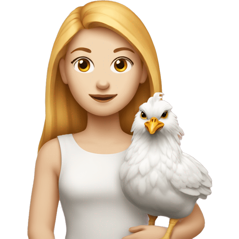 White Ginger girl with a brahma hen emoji