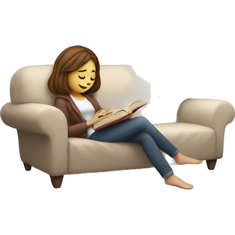 Introverted white girl reading a book on the couch with a blanket emoji