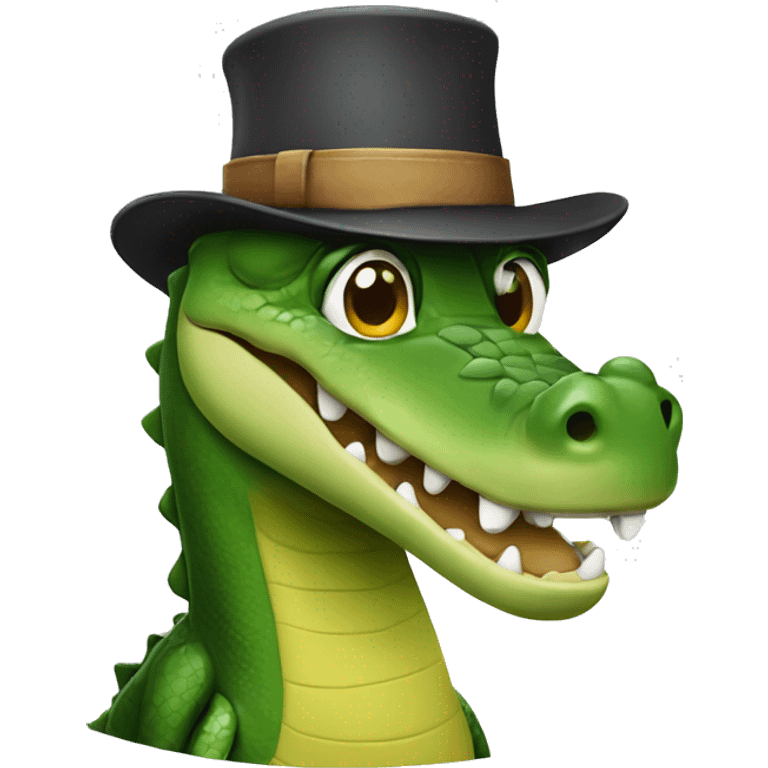 Crocodil wearing a hat emoji