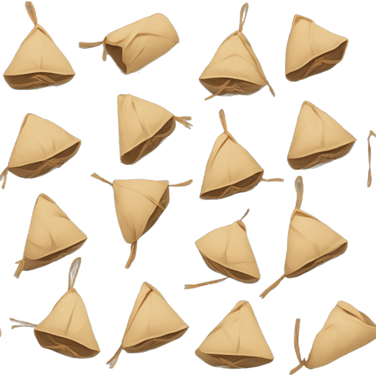 A traditional Chinese zongzi, a wrapped glutinous rice dumpling, in a triangular shape. The zongzi is wrapped with brown bamboo leaves and tied with a string. emoji