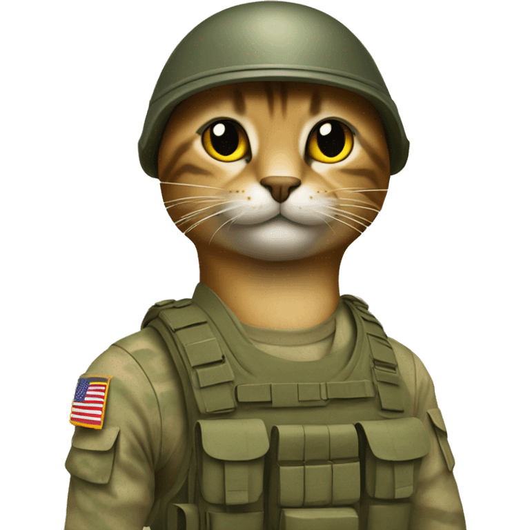 A military cat makes a military greeting emoji