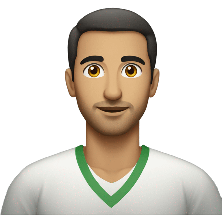 tall algerian men with brown eyes wearing the algerian shirt emoji