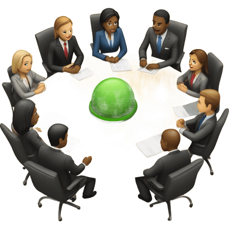 business people sitting at a round table, slight perspective  emoji