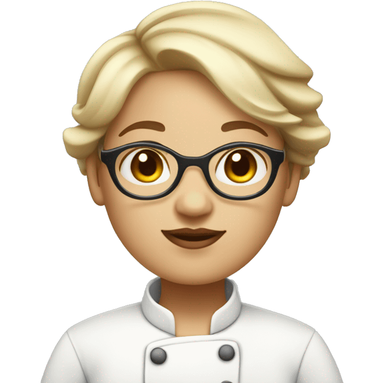 chubby chef girl with glasses and short hair light skin color emoji