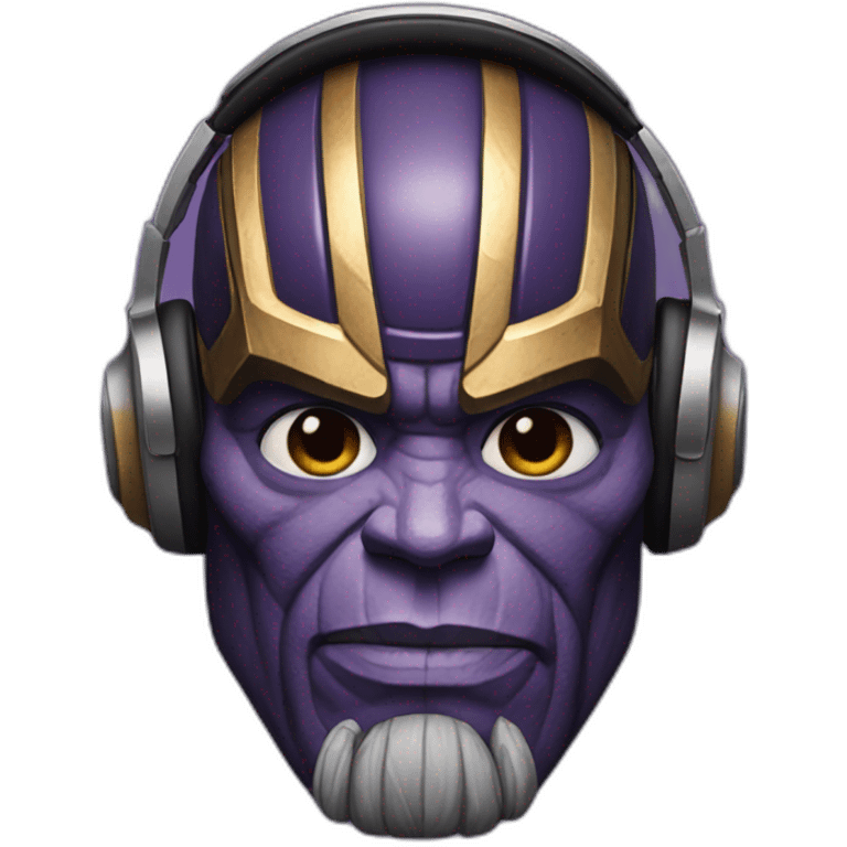 Thanos with dark skin with headphones no mic emoji