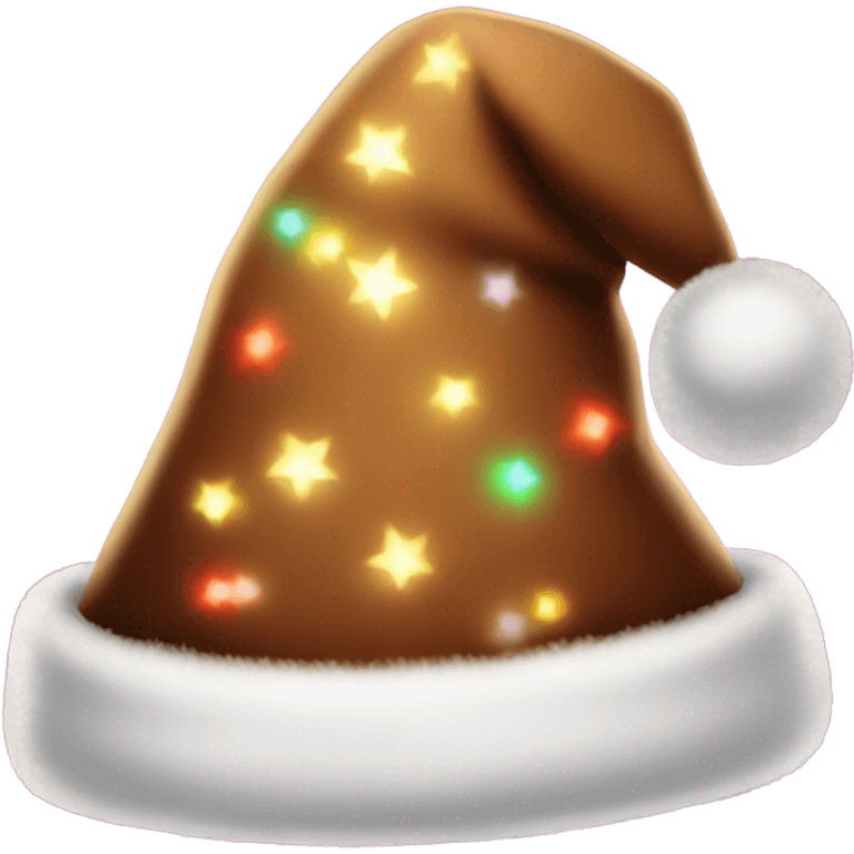 brown santa claus hat with shimmering garland emoji