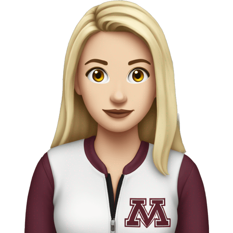 White girl wearing A&M merch in front of home emoji