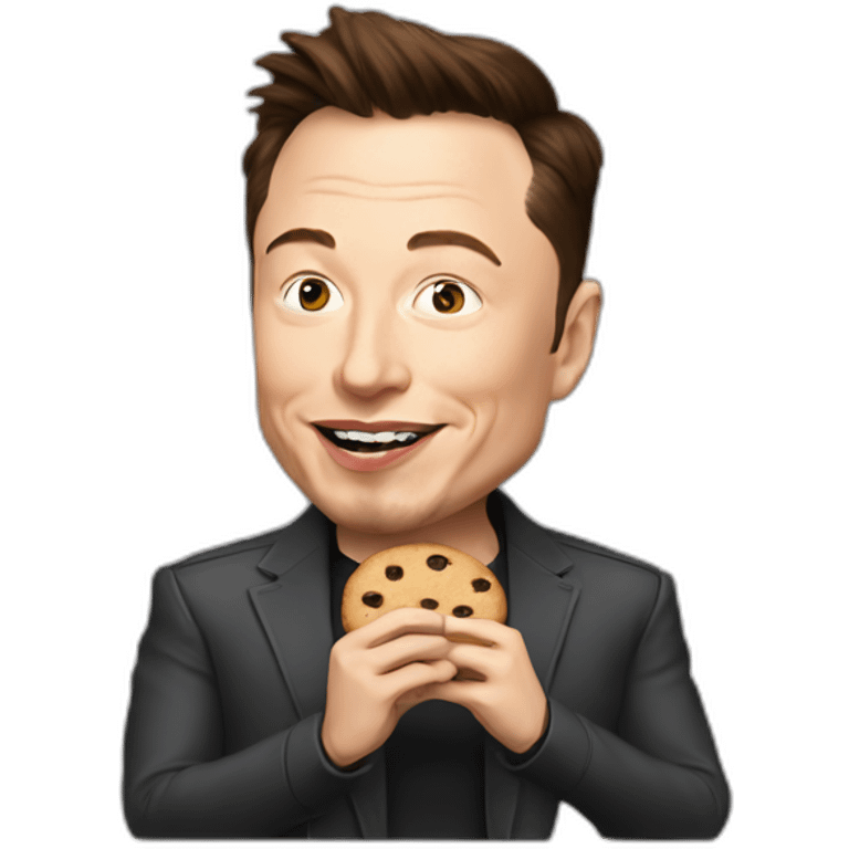 Elon Musk eating a cookie emoji