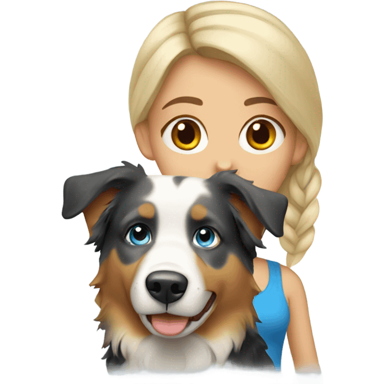 blond girl with australian shepherd blue dog emoji