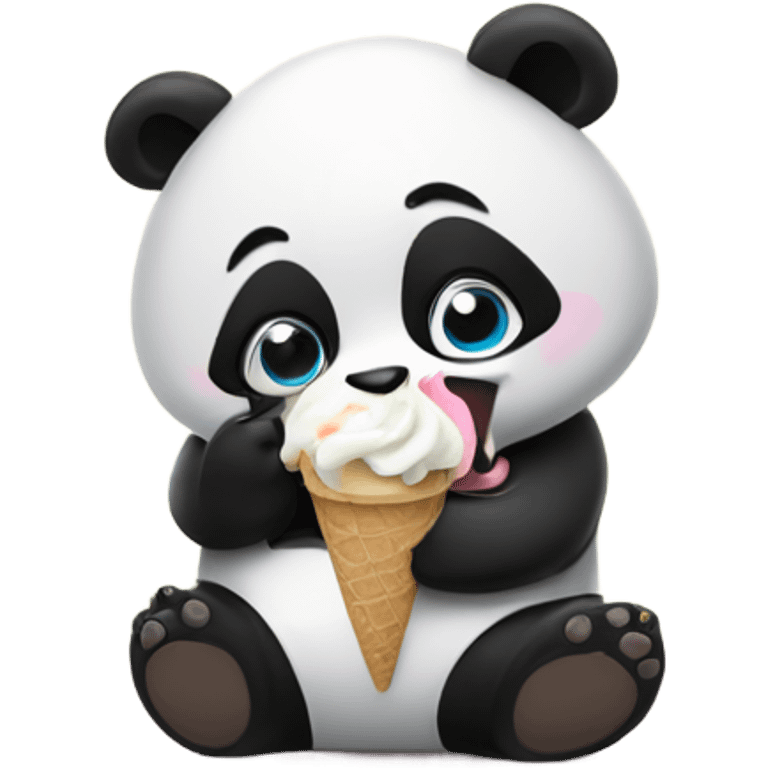 Panda eating ice cream emoji