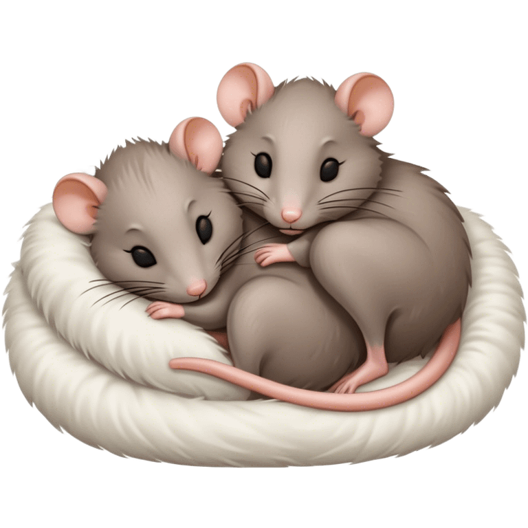 two rats laying in human bed sleeping  emoji