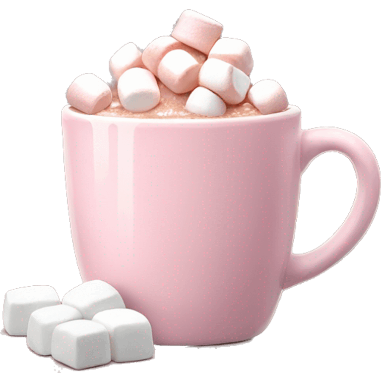 Light Pink mug of hot chocolate with marshmallows  emoji