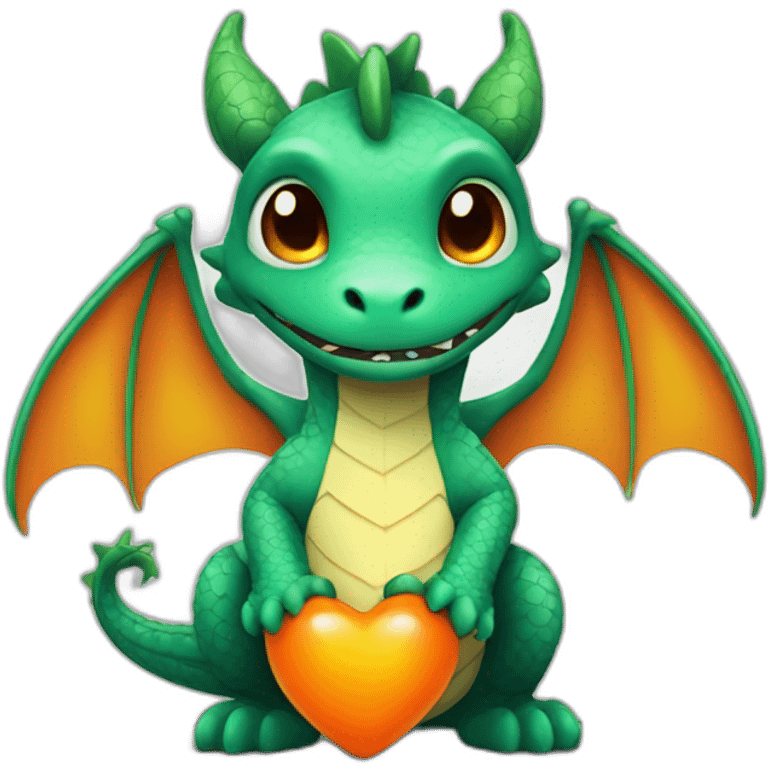 Cute dragon holding a orange heart emoji