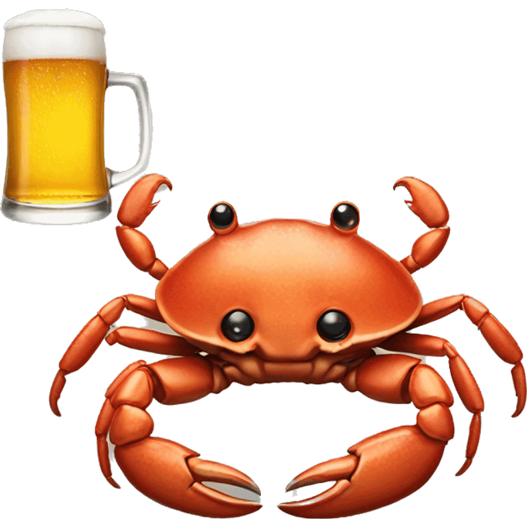 a crab drinking a beer emoji