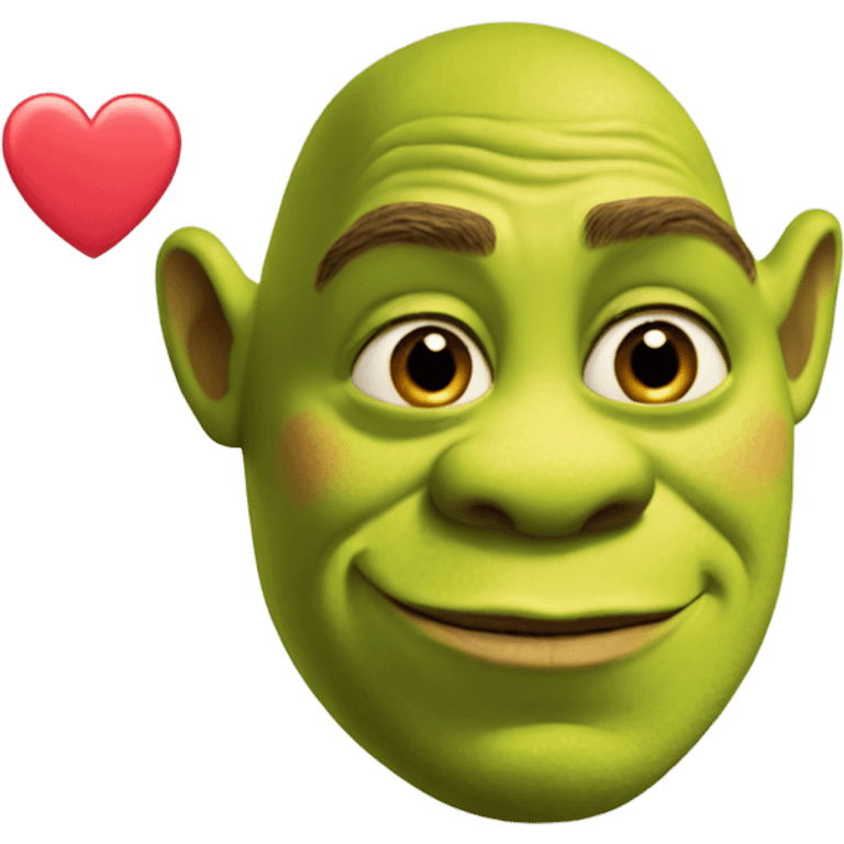 Shrek with love heart eyes emoji