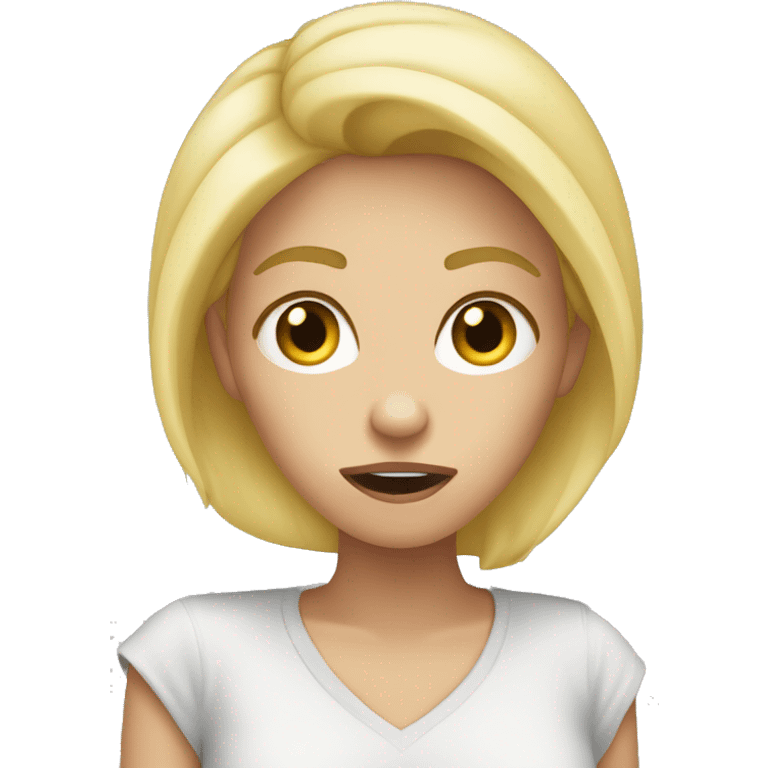 Nail biting female blonde nervous  emoji