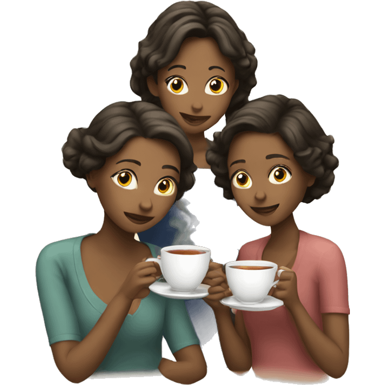 Three  girls drinking tea emoji