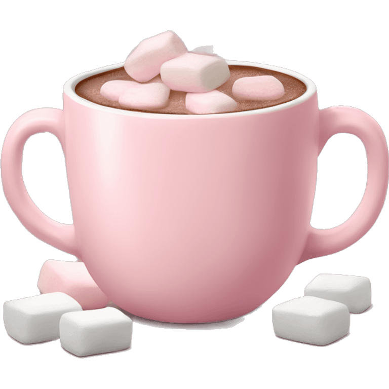 Light Pink mug of hot chocolate with marshmallows  emoji