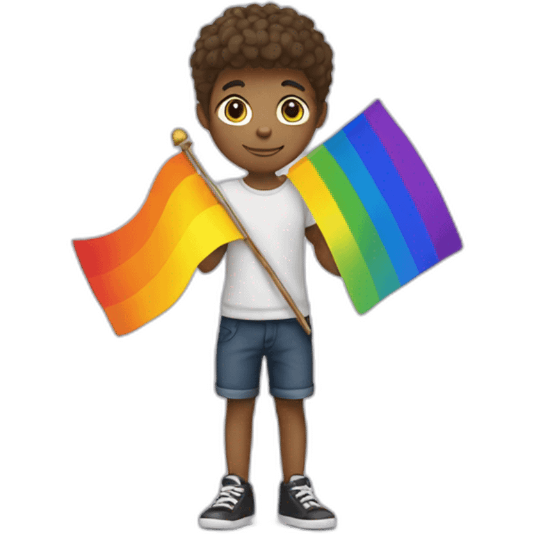 A French teenager holding the gay flag emoji