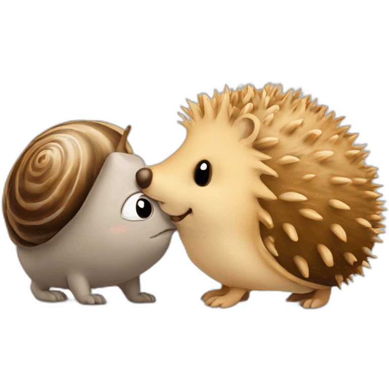 hedgehog and snail kissing emoji