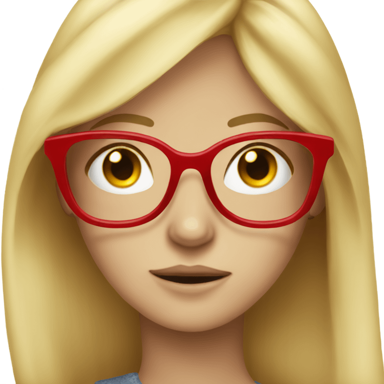 long blonde haired girl with freckles and red glasses emoji