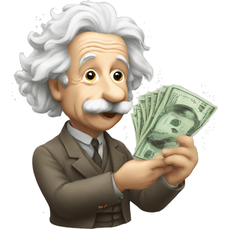 Albert Einstein holding money in his hand emoji